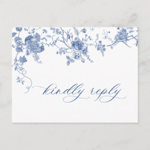 Elegant Blue French Garden Wedding RSVP Briefkaart