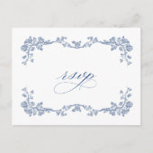 Elegant  Blue French Garden Wedding RSVP Briefkaart (Voorkant)