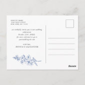 Elegant Blue French Garden Wedding Save the Date Briefkaart (Achterkant)