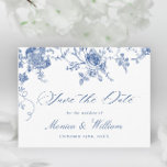 Elegant Blue French Garden Wedding Save the Date Briefkaart<br><div class="desc">Elegant  Blue French Garden Floral Wedding Save the Date Briefkaart.</div>