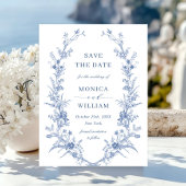 Elegant Blue French Garden Wedding Save the Date Briefkaart