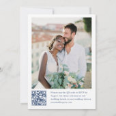 Elegant Blue French Garden Weduwen Foto QR code Kaart (Achterkant)