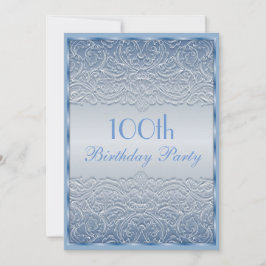 Elegant Blue French Lace 100th Birthday Kaart