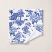 Elegant  Blue French Toile Deer Bad Handdoek (Wasdoekje)