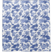 Elegant  Blue French Toile Deer Douchegordijn (Voorkant)