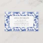 Elegant  Blue French Toile Deer Visitekaartje (Achterkant)