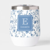 Elegant Blue French Toile Pattern Monogram Name (Voorkant)