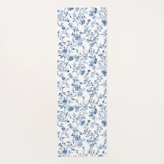 Elegant Blue French Toile Pattern Monogram Name Yogamat (Achterkant)