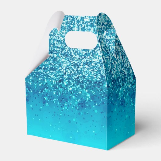 Elegant Blue Frost Sparkle Gable Favor Box Bedankdoosjes (Achterkant)