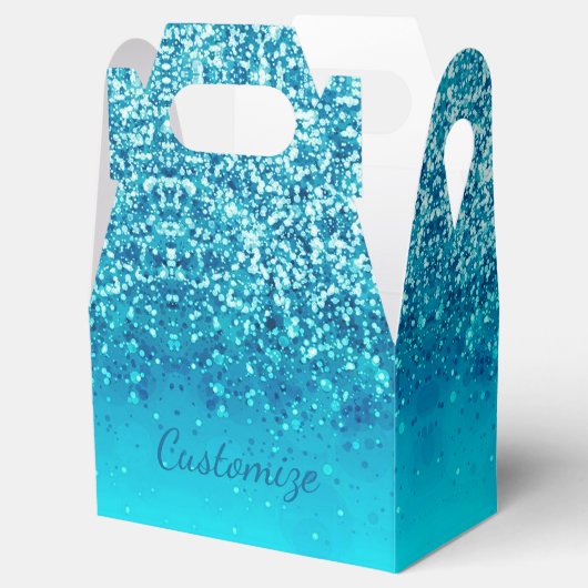 Elegant Blue Frost Sparkle Gable Favor Box Bedankdoosjes (Geopend)