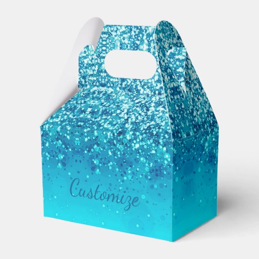 Elegant Blue Frost Sparkle Gable Favor Box Bedankdoosjes (Voorkant Zijde)