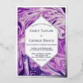 Elegant Blue Galaxy Abstract Art Wedding Silver Folie Uitnodiging (Voorkant)