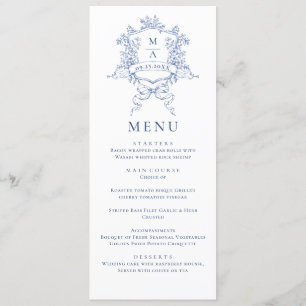 Elegant Blue Garden Flowers Weddenschap Menu