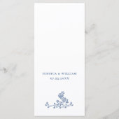 Elegant Blue  Garden Flowers Weddenschap Menu (Achterkant)