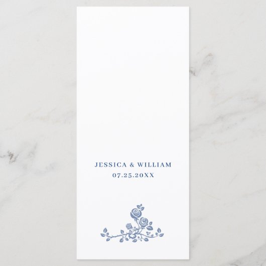 Elegant Blue  Garden Flowers Weddenschap Menu (Achterkant)