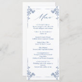 Elegant Blue  Garden Flowers Weddenschap Menu (Voorkant / Achterkant)