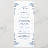 Elegant Blue  Garden Flowers Weddenschap Menu (Voorkant)