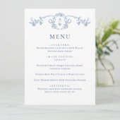 Elegant Blue  Garden Flowers Weddenschap Menu (Staand voorkant)