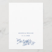 Elegant Blue  Garden Flowers Weddenschap Menu (Achterkant)