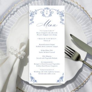 Elegant Blue  Garden Flowers Weddenschap Menu