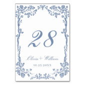 Elegant Blue  Garden Flowers Wedding Kaart (Achterkant)