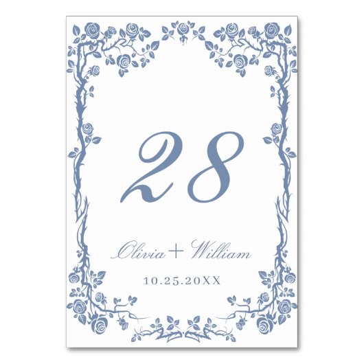 Elegant Blue  Garden Flowers Wedding Kaart (Voorkant)