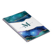 Elegant Blue Geode Agate Monogramed Gold Glitter Notitieboek (Rechterzijde)