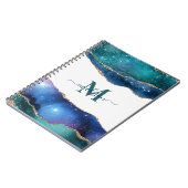 Elegant Blue Geode Agate Monogramed Gold Glitter Notitieboek (Linkerzijde)