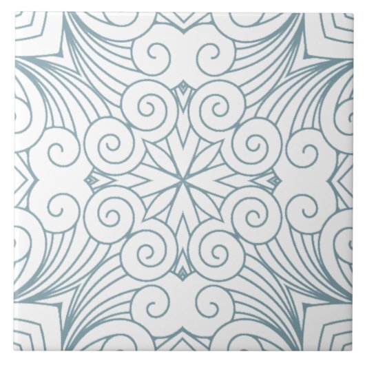 Elegant Blue Geometric Mandala Pattern Tegeltje (Voorkant)