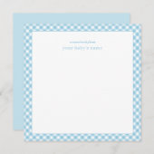 Elegant Blue Gingham Baby Nursery Note Card Notitiekaartje (Voorkant / Achterkant)
