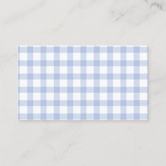 Elegant Blue Gingham Baby shower boeken voor Baby Informatiekaartje (Achterkant)