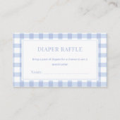 Elegant Blue Gingham Boy Baby shower Luier Raffle Informatiekaartje (Voorkant)