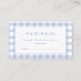 Elegant Blue Gingham Boy Baby shower Luier Raffle Informatiekaartje