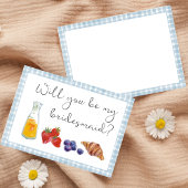 Elegant Blue Gingham Brunch bruidsmeisje voorstel Notitiekaartje