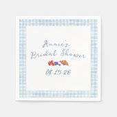 Elegant Blue Gingham Zomerbrunch Vrijgezellenfeest Servet (Voorkant)
