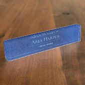 Elegant Blue Glass Financial Advisor Custom Office Naambordje (Zijkant)