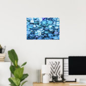 Elegant Blue Glass Pebbles Artwork | POSTER (Thuiskantoor)