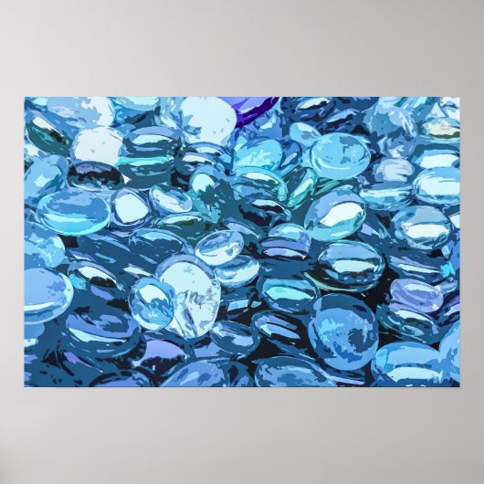 Elegant Blue Glass Pebbles Artwork | POSTER (Voorkant)
