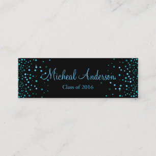 Elegant Blue Glitter Afstuderen Name Card Contactkaartje