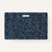 Elegant Blue Glitter Black Gold Leopard Print Badge (Achterkant)