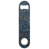 Elegant Blue Glitter Black Gold Leopard Print Speed Flessenopener (Achterkant)
