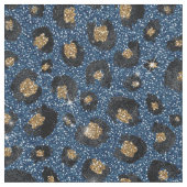 Elegant Blue Glitter Black Gold Leopard Print Stof (Close Up)