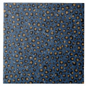Elegant Blue Glitter Black Gold Leopard Print Tegeltje (Voorkant)