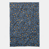 Elegant Blue Glitter Black Gold Leopard Print Theedoek (Verticaal)