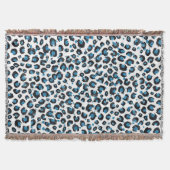 Elegant Blue Glitter Black Leopard Animal Print Deken (Voorkant)