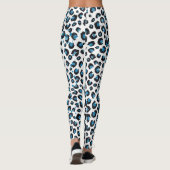 Elegant Blue Glitter Black Leopard Animal Print Leggings (Achterkant)