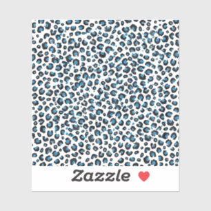 Elegant Blue Glitter Black Leopard Animal Print Sticker