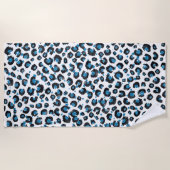 Elegant Blue Glitter Black Leopard Animal Print Strandlaken (Voorkant)