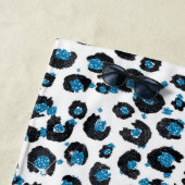 Elegant Blue Glitter Black Leopard Animal Print Strandlaken (In situ)