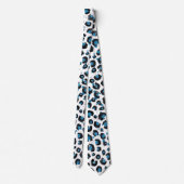 Elegant Blue Glitter Black Leopard Animal Print Stropdas (Achterkant)